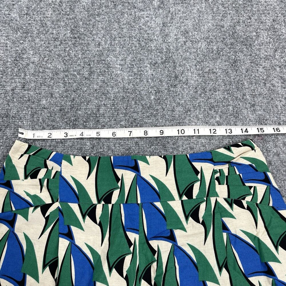 Zara Shorts Womens Medium Viscose Cotton Linen High Rise Zip Back Blue Green - Picture 7 of 10